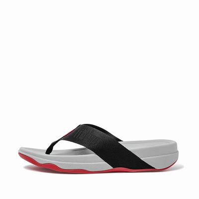 Fitflop Surfer Woven-Logo Toe-Post - Sandalen Herren - Schwarz (CPQ451920)